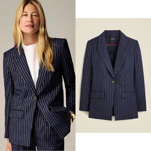 NWT J CREW Collection Vivienne blazer in Navy pinstripe Italian wool blend